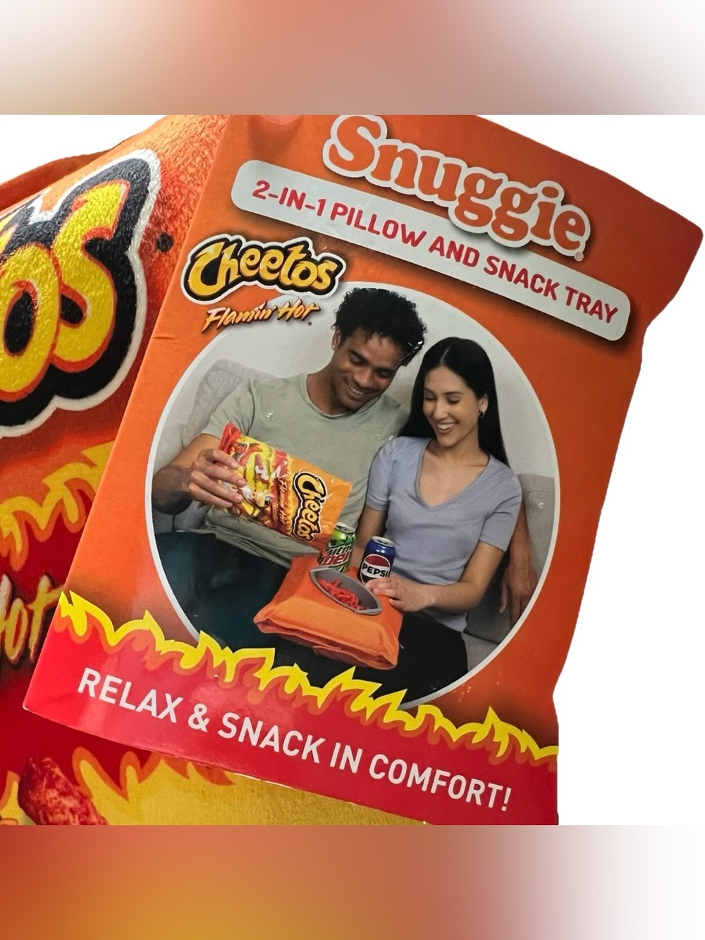 Snuggie Flamming Hot Cheetos 2-in-1 Pillow and Snack Tray NWT - Picture 2 of 6